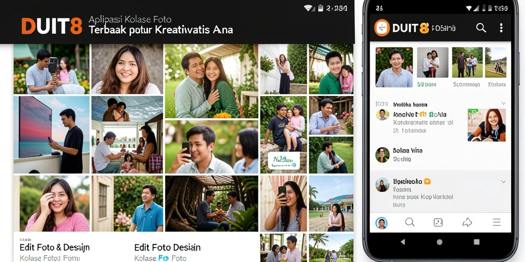 Tampilan antarmuka kolase foto yang intuitif dan menarik di DUIT8.