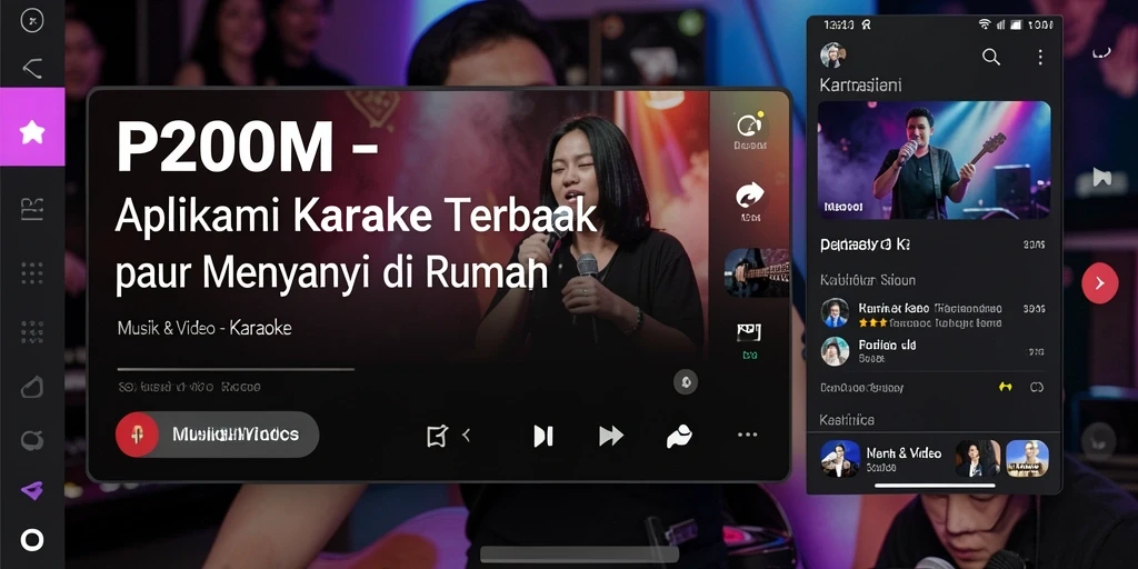 Tampilan antarmuka P200M dengan fitur karaoke yang menarik dan mudah digunakan.