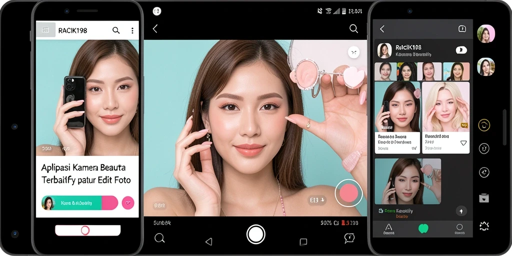 Tampilan antarmuka aplikasi Kamera Beautify RACIK198 yang modern dan user-friendly.