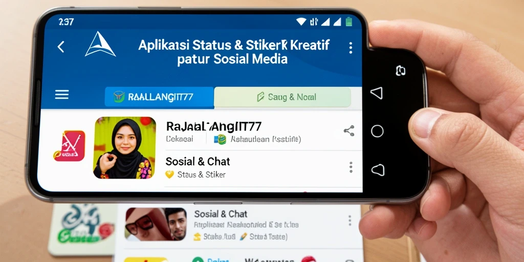 Tampilan antarmuka RAJALANGIT77 dengan stiker-status yang kreatif.