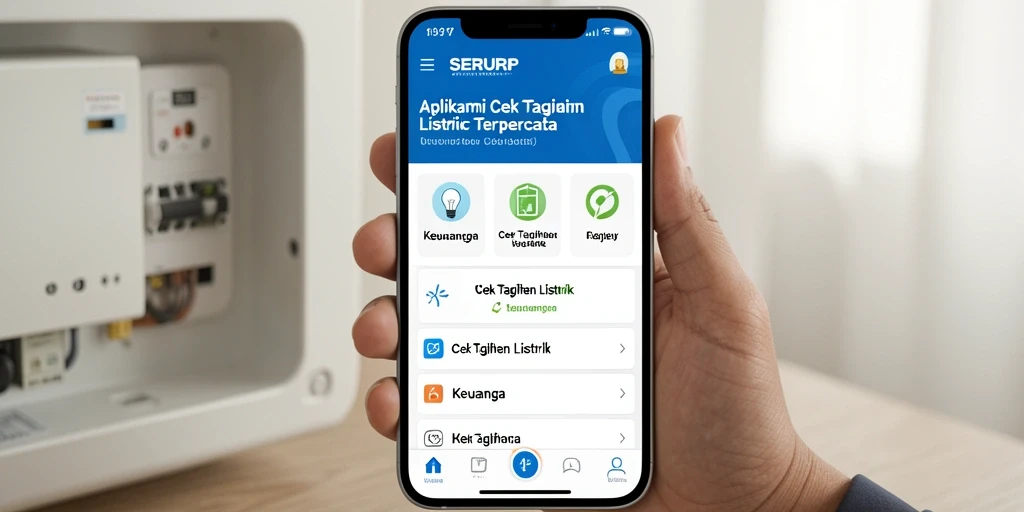 Antarmuka SERURP menampilkan informasi tagihan listrik dengan jelas.