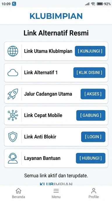 Tampilan link alternatif klubimpian