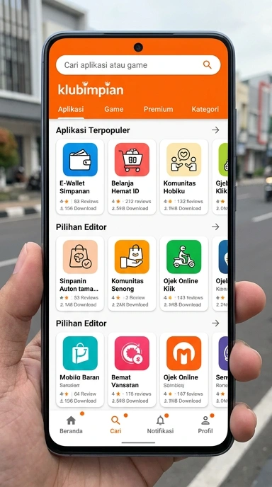 Tampilan katalog aplikasi klubimpian