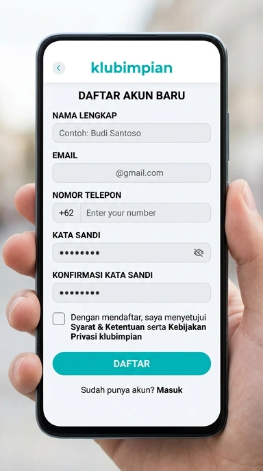 Tampilan halaman daftar klubimpian